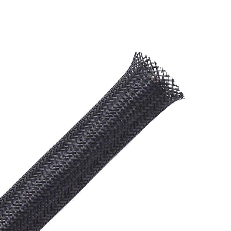 Alex Tech 25ft - 1.5 inch PET Expandable Braided Sleeving â€“ Black â€“ Alex Tech Braided Cable Sleeve - Image 1